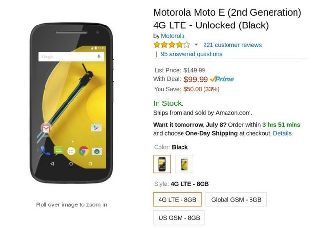 Fotografía - [Alerta Trato] 2nd Gen moto e 3G y LTE modelos actualmente sólo $ 90- $ 100 en Amazon ($ 30- $ 50 de descuento)